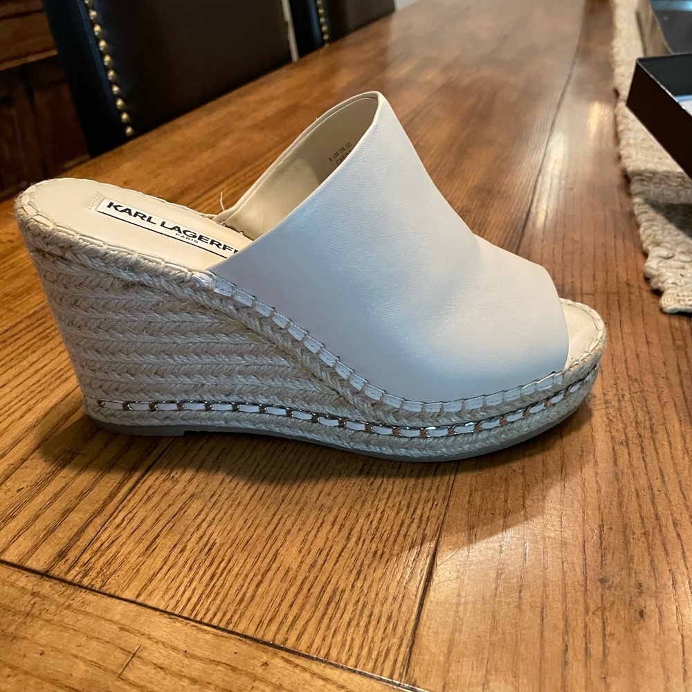 Karl Lagerfeld Cream Wedge Shoes